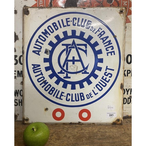 241 - An enamel sign, Automobile-Club de France, 45 x 39 cm