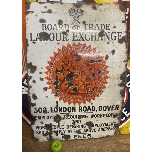 242 - An Edward VII enamel sign, Board of Trade Labour Exchange, 302 London Road, Dover, 92 x 61 cm