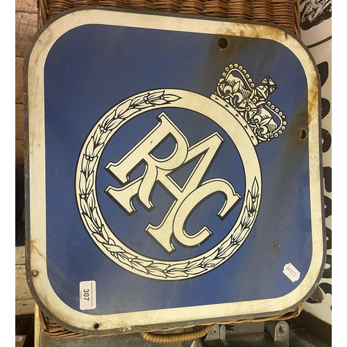 307 - An enamel sign, RAC, of lozenge form, 56.5 x 56.5 cm