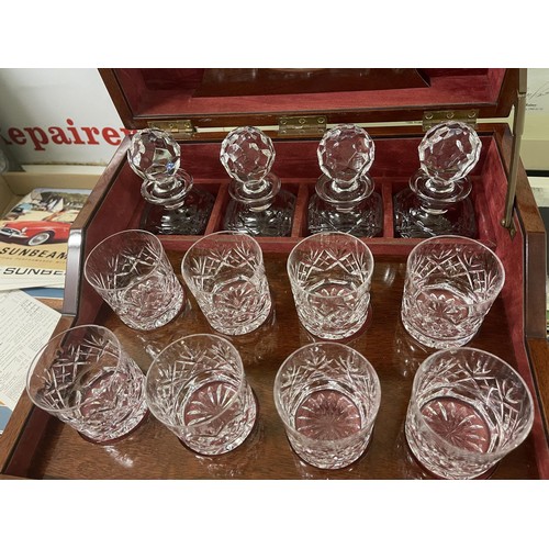 323 - An impressive travelling cocktail set, for eight persons, with cut glass accessories, the mahogany c... 