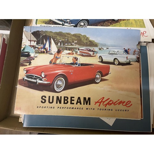 324 - Assorted vehicle brochures, including Sunbeam Alpine, Hillman Imp, Hillman Super Minx and Hillman Hu... 