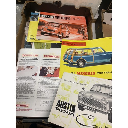 351 - Assorted vehicle brochures, including Austin Mini-Cooper, S Type, Land-Rover, and Austin Se7en, Coun... 