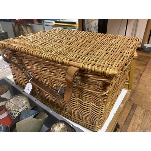 384 - An official Rolls-Royce issue willow picnic hamper, by Gadsby & Co, for four persons, with Wedgw... 