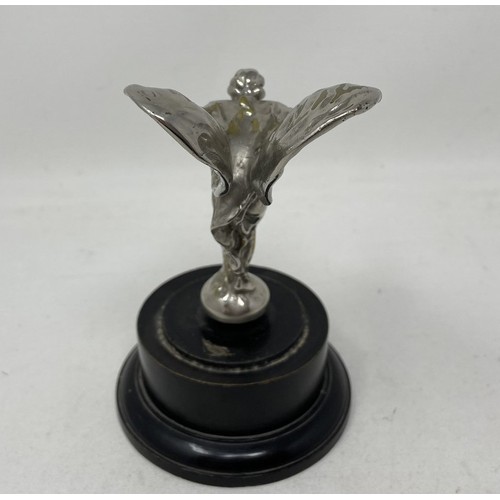 281 - A Rolls-Royce 20hp Spirit of Ecstasy, mounted on a plinth base, 16.5 cm high (overall)