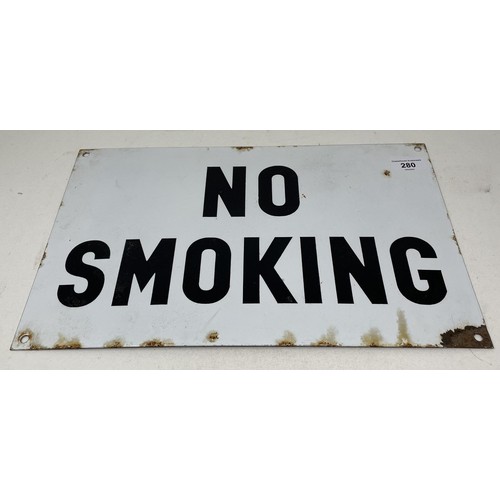 280 - An enamel sign, No Smoking, 25.5 x 40.5 cm