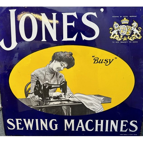 200 - An enamel sign, Busy - Jones Sewing machines, 81 x 86.5 cm