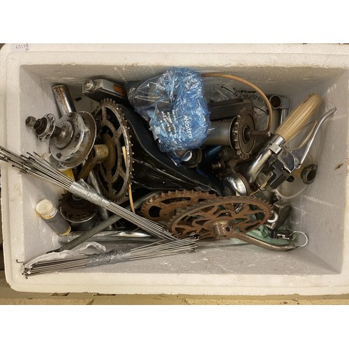 419 - Assorted bicycle spares and parts (3 boxes)