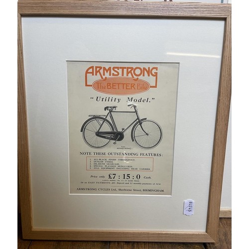 455 - An Armstrong 'The Better Bike' poster, featuring Monsieur J Breau with his riding records, 47.5 x 31... 