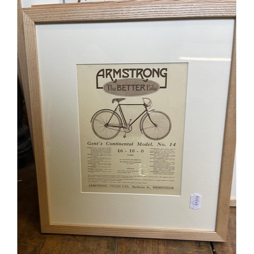 455 - An Armstrong 'The Better Bike' poster, featuring Monsieur J Breau with his riding records, 47.5 x 31... 