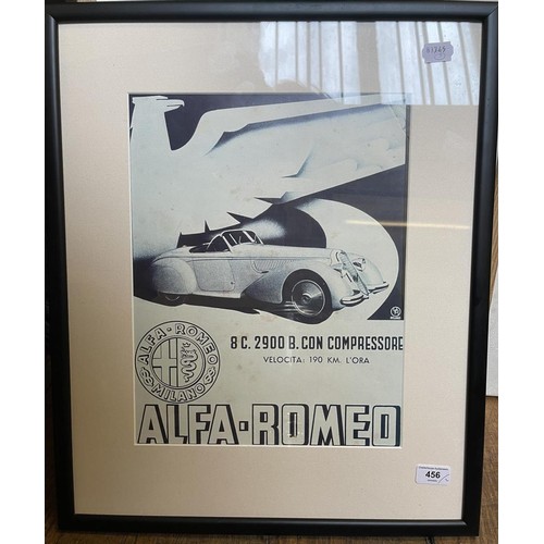 456 - A reproduction Alfa Romeo 8C 2900 B.Con Compressore poster, 38.5 x 30 cm, and another similar (2)