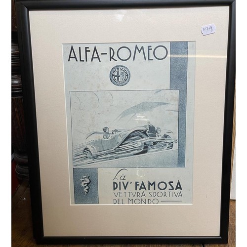 456 - A reproduction Alfa Romeo 8C 2900 B.Con Compressore poster, 38.5 x 30 cm, and another similar (2)