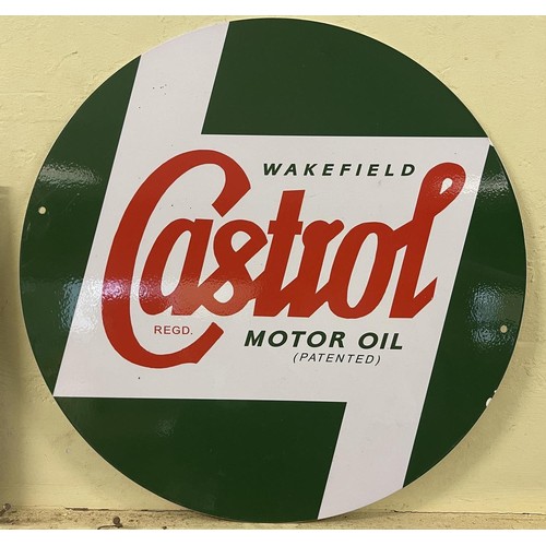 463 - A reproduction enamel sign, Agent for Lagonda Cars, 61 cm wide, two other enamel signs and two metal... 