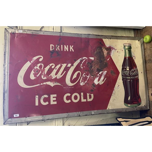 464 - A large metal Coca Cola sign, 81 x 142