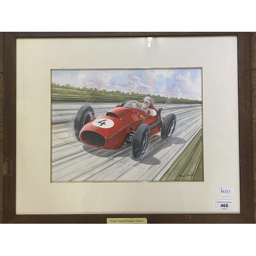 468 - Steven Massey, Von Trips (Ferrari Dino), gouache, signed, 25 x 33 cm