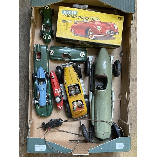 472 - A Tin Lizzy remote control car, a Distler Electro Magic 7500 Porsche 356 model and other cars (box)