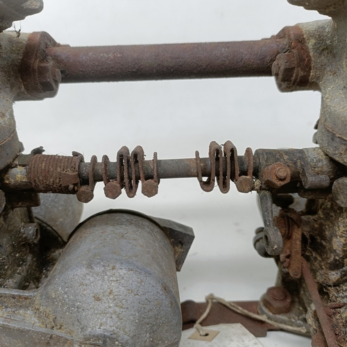 255 - A pair of 1 1/4 inch SU carburettors, 6 7/8 inch between centres, on a manifold