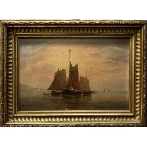 851 - Robert Witherspoon (British 1842-1917), boats on a calm sea, oil on canvas, signed, and its pair, 30... 