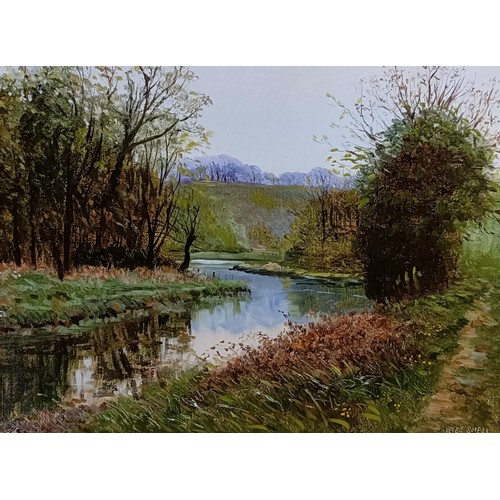 929 - Peter Snell, landscape with a stream, oil on canvas, signed, 22 x 29 cm