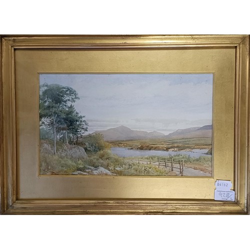 928 - John Somerscales, landscape, watercolour, signed, 20 x 33 cm and a watercolour landscape with cattle... 