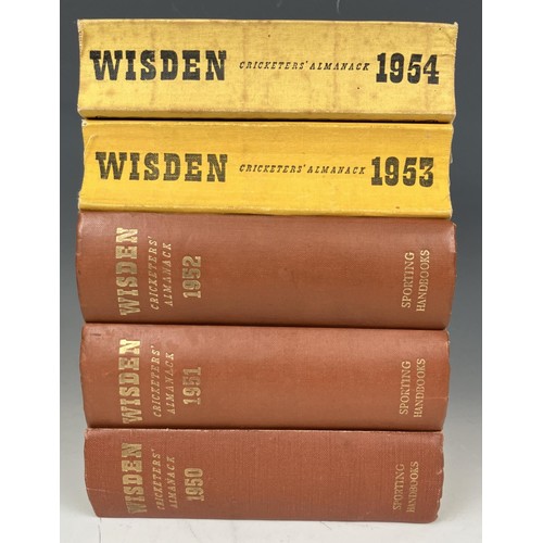 561 - A run of Wisden Cricketers' Almanacks, 1950-1954 (5)Provenance:  From the Harry Brewer Cricket Memor... 