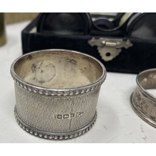 1859 - A 9ct gold locket, a silver plated napkin ring, a pair of opera glasses and other items