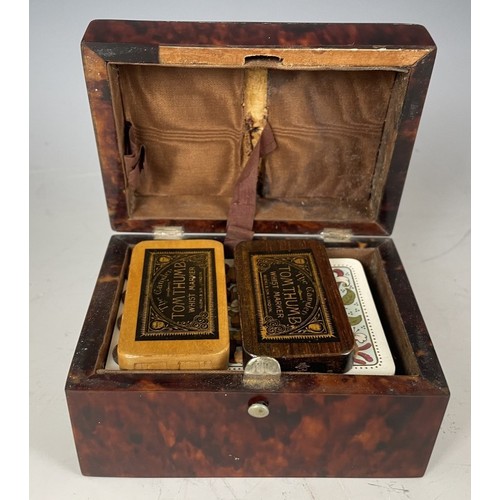 1862 - A 19th century tortoiseshell and silver mounted card box, 11 cm wide