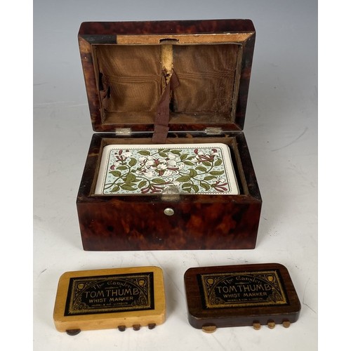 1862 - A 19th century tortoiseshell and silver mounted card box, 11 cm wide