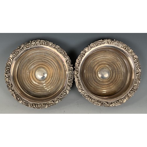 1816 - A pair of silver plated bottle coasters, two canteens of silver cutlery and other silver plate (box)