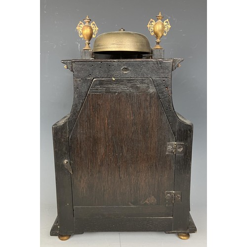 1823 - A mantel clock, with a gilt metal and enamel dial, striking on a bell, in a tortoiseshell ebonised a... 