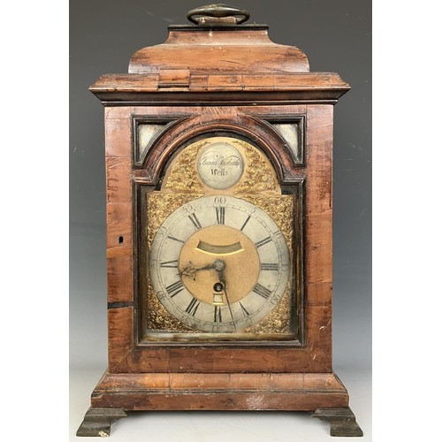 1826 - A bracket clock, the arched brass dial signed Isaac Nickals, Wells, the silvered chapter ring with R... 