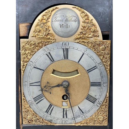 1826 - A bracket clock, the arched brass dial signed Isaac Nickals, Wells, the silvered chapter ring with R... 