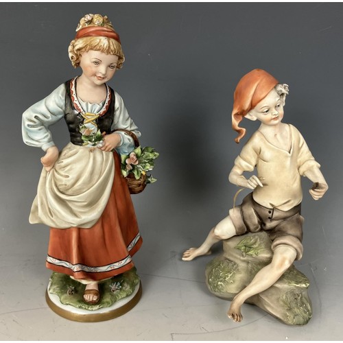 1829 - A pottery figure of an Old English Sheep Dog, and seven Capo Di Monte style figures (8)