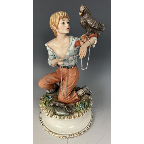 1829 - A pottery figure of an Old English Sheep Dog, and seven Capo Di Monte style figures (8)