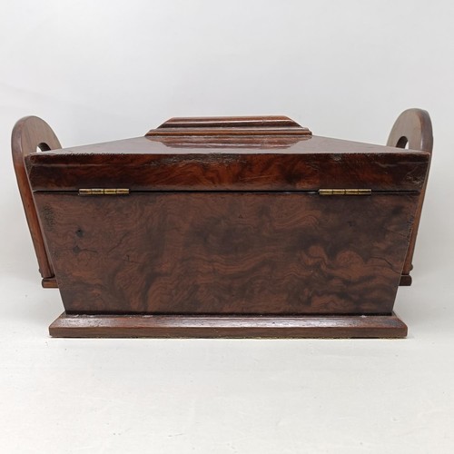 1869 - A Victorian walnut hardstone and metal mounted book stand, and a walnut tea caddy (2)