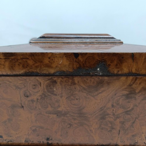 1869 - A Victorian walnut hardstone and metal mounted book stand, and a walnut tea caddy (2)