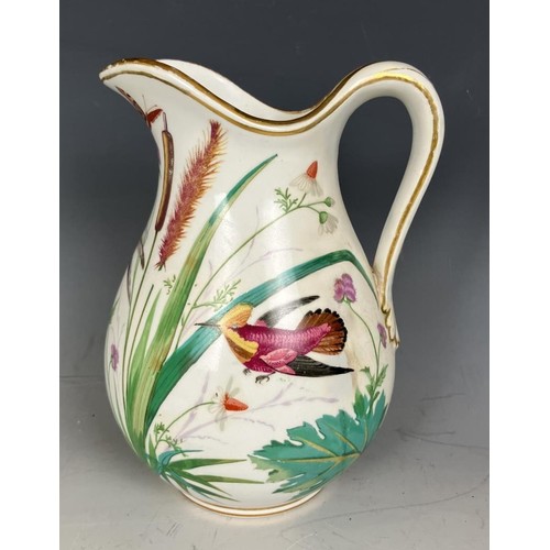 1849 - A 19th century Coalport jug, decorated birds, handle restored, a stand, and assorted other ceramics ... 