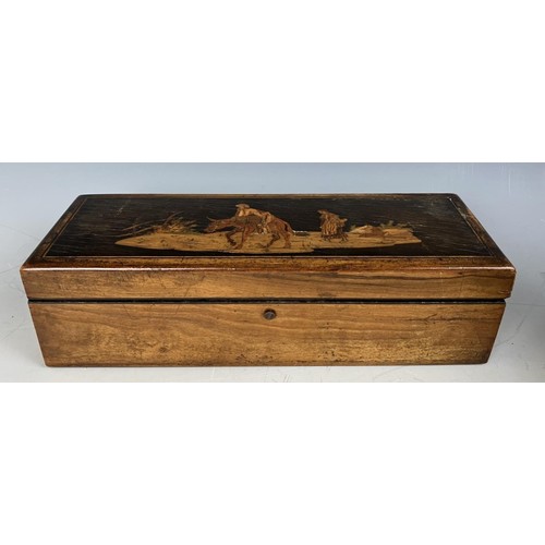 1870 - An olive wood box, a miniature facsimile copy of the Times, assorted wax seals, a Daguerreotype, a p... 