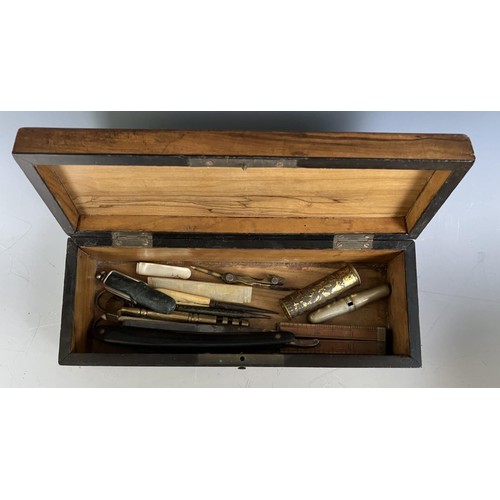 1870 - An olive wood box, a miniature facsimile copy of the Times, assorted wax seals, a Daguerreotype, a p... 