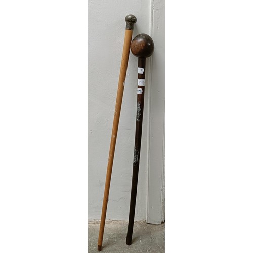 1917 - A silver mounted walking stick, and another (2)