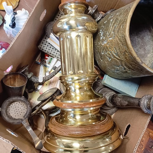 1880 - A wall clock, signed M Ruf, Porth, in a mahogany case, 73 cm, a brass and oak lamp base and assorted... 