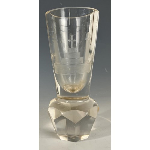 1873 - A Masonic toasting glass, 14 cm high