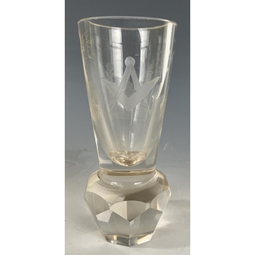 1873 - A Masonic toasting glass, 14 cm high