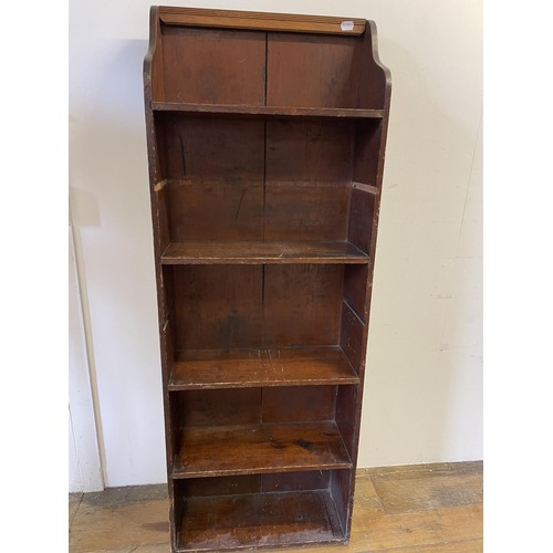 1965 - A bookcase, a side table, three mirrors, a drop leaf table, a nursing chair, two cast metal stands, ... 