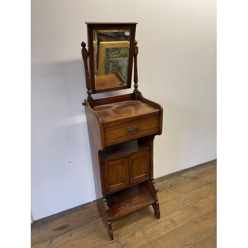 1960 - A walnut Sutherland table, a wall shelf, a trunk, a single chair, a commode stool, a shaving stand, ... 