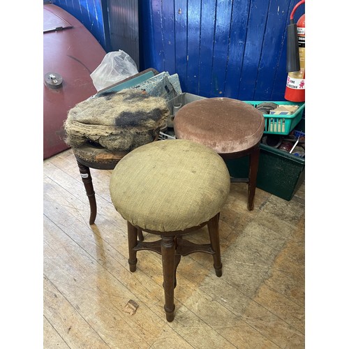 1961 - An adjustable piano stool, and two others (3)