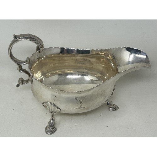 10 - A pair of George III silver sauce boats, London 1818, 14 ozt