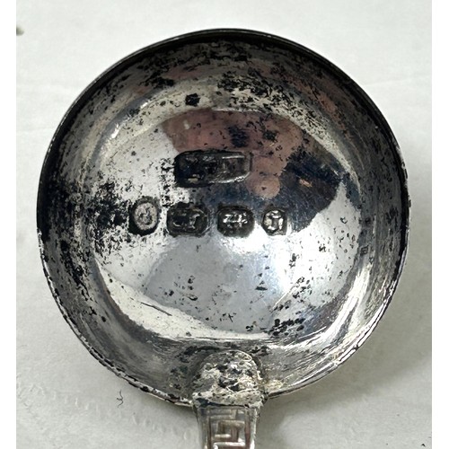 13 - A Victorian Egyptian revival silver salt, Birmingham 1878, and a matching spoon (2)