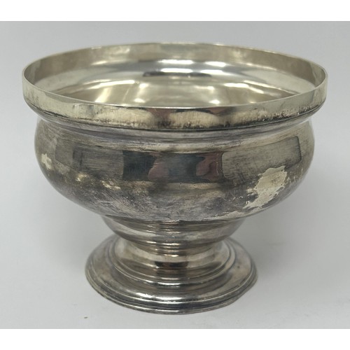 27 - An 18th century silver pedestal bowl, marks rubbed, 6.7 ozt