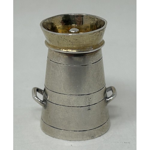 39 - A Victorian silver novelty pepper, in the form of a milk churn, Chester 1877, 6.5 g