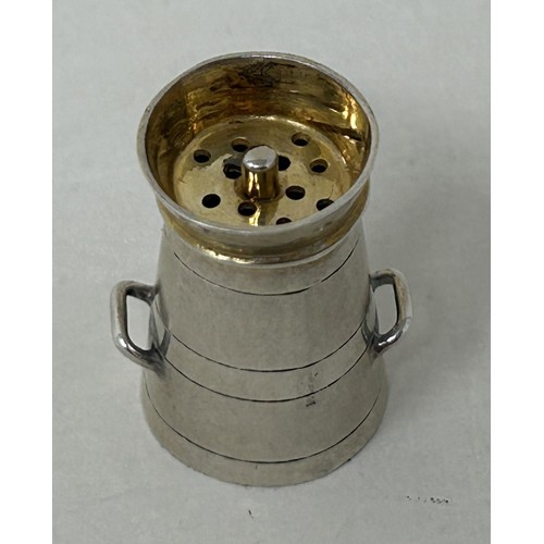 39 - A Victorian silver novelty pepper, in the form of a milk churn, Chester 1877, 6.5 g